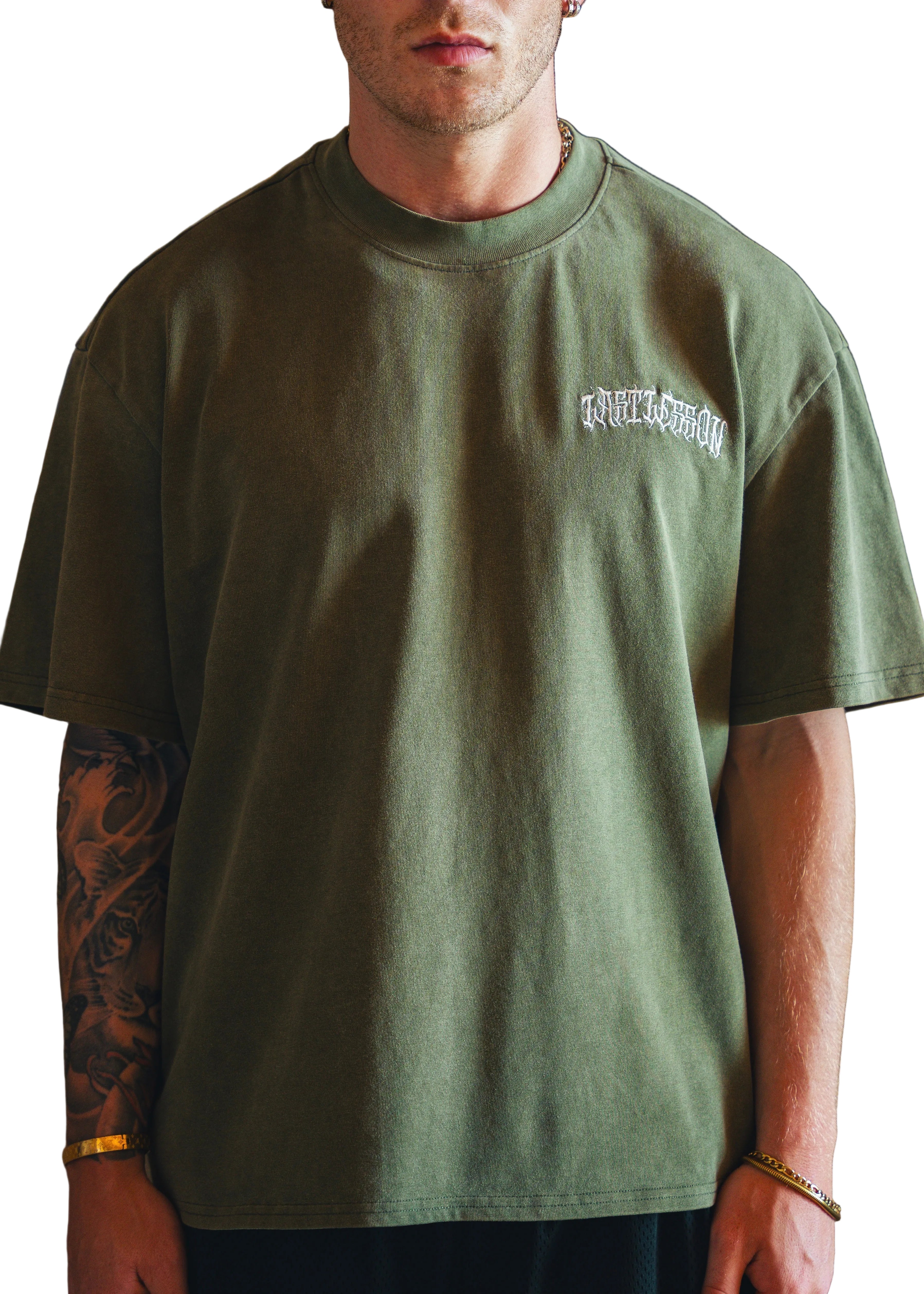 Last Lesson Script Army Green T-Shirt